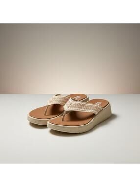 FitFlop Platform Wedge Sandals US 9 Beige Woven Y2K Comfort